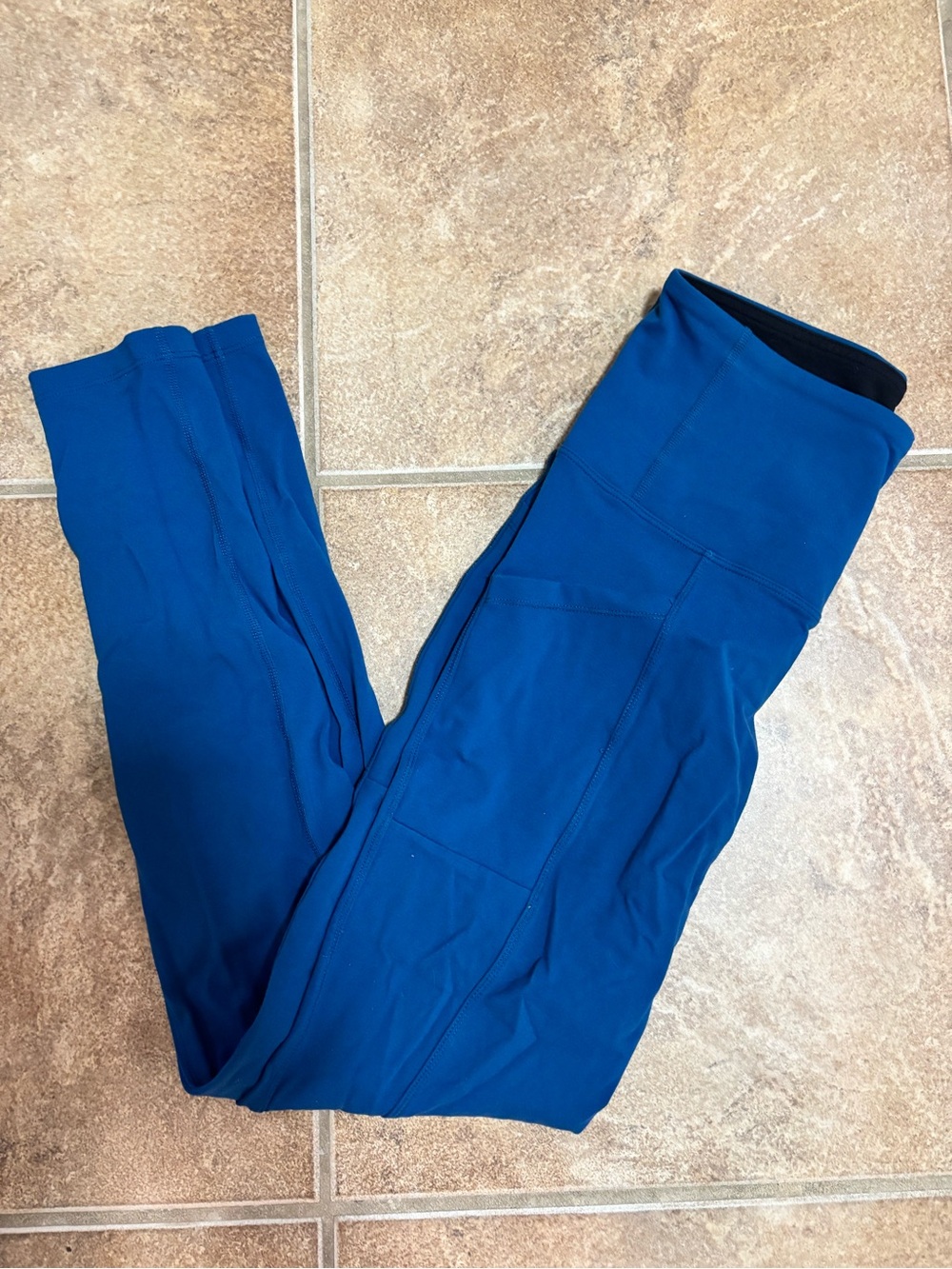 Tuff Athletics Black Active Leggings with Blue Waistband